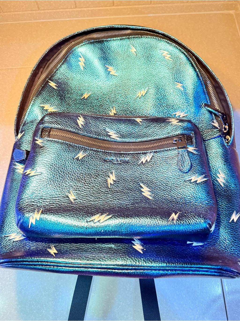 Coach West Backpack In Handpainted Blue Lightening